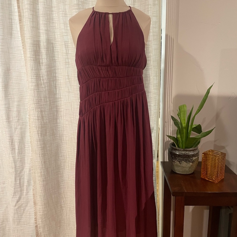 Elegant Burgundy Halter Dress